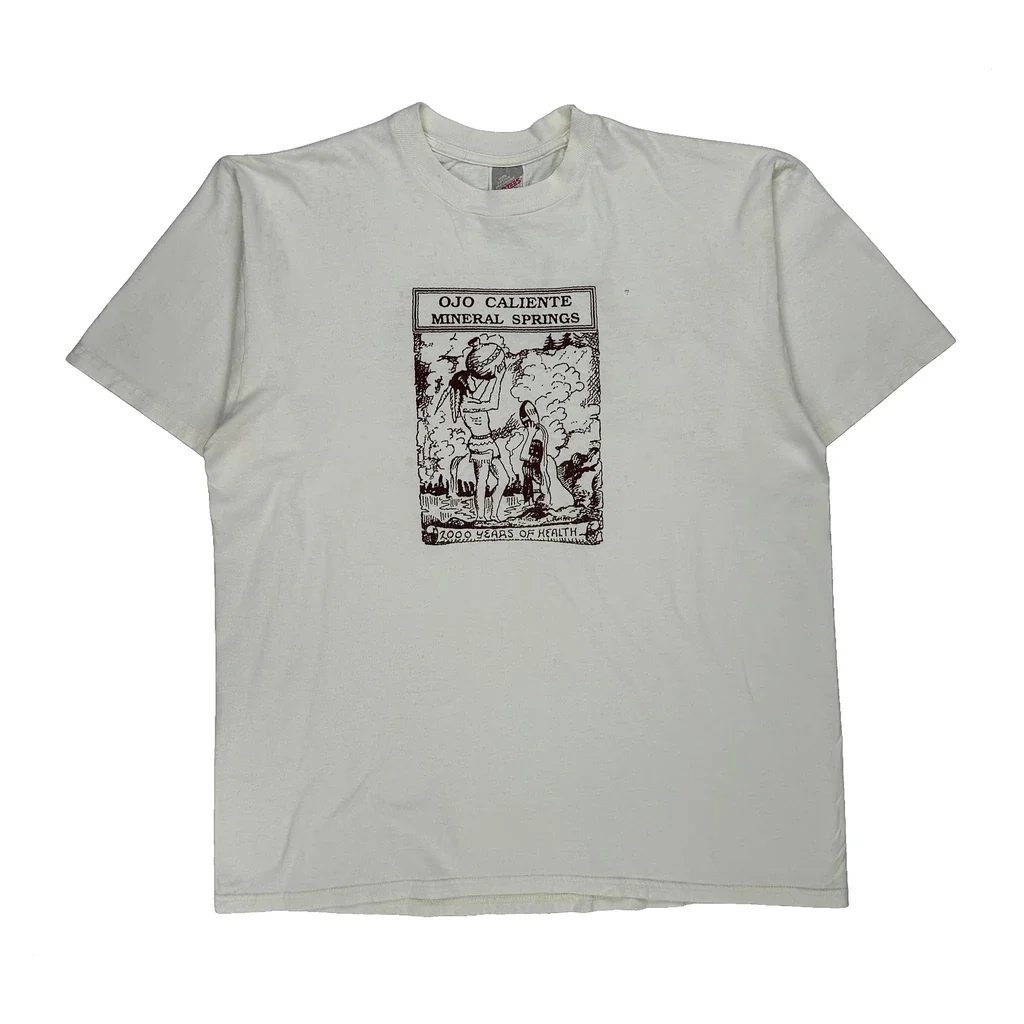 Ojo Caliente Mineral Springs Jerzees T-Shirt - XL White Cotton