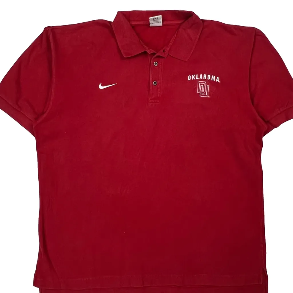 Oklahoma Nike Polo Shirt - Large Red Cotton - Image 4