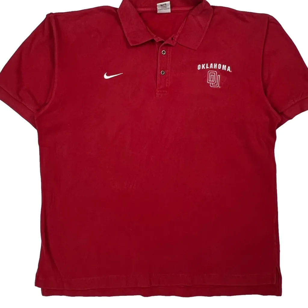Oklahoma Nike Polo Shirt - Large Red Cotton - Image 5