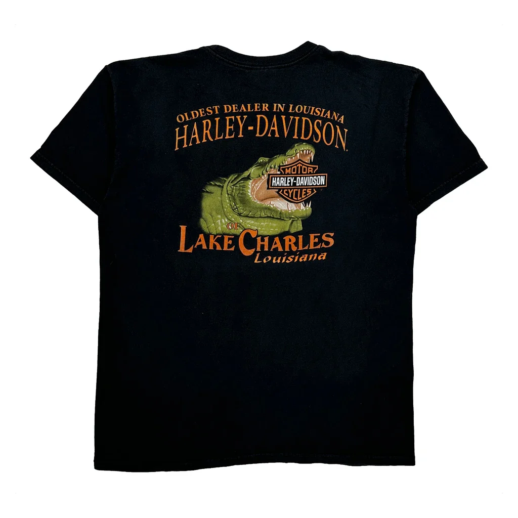 Oldest Dealer In Louisiana Harley Davidson Graphic T-Shirt - Large Black Cotton - Image 2