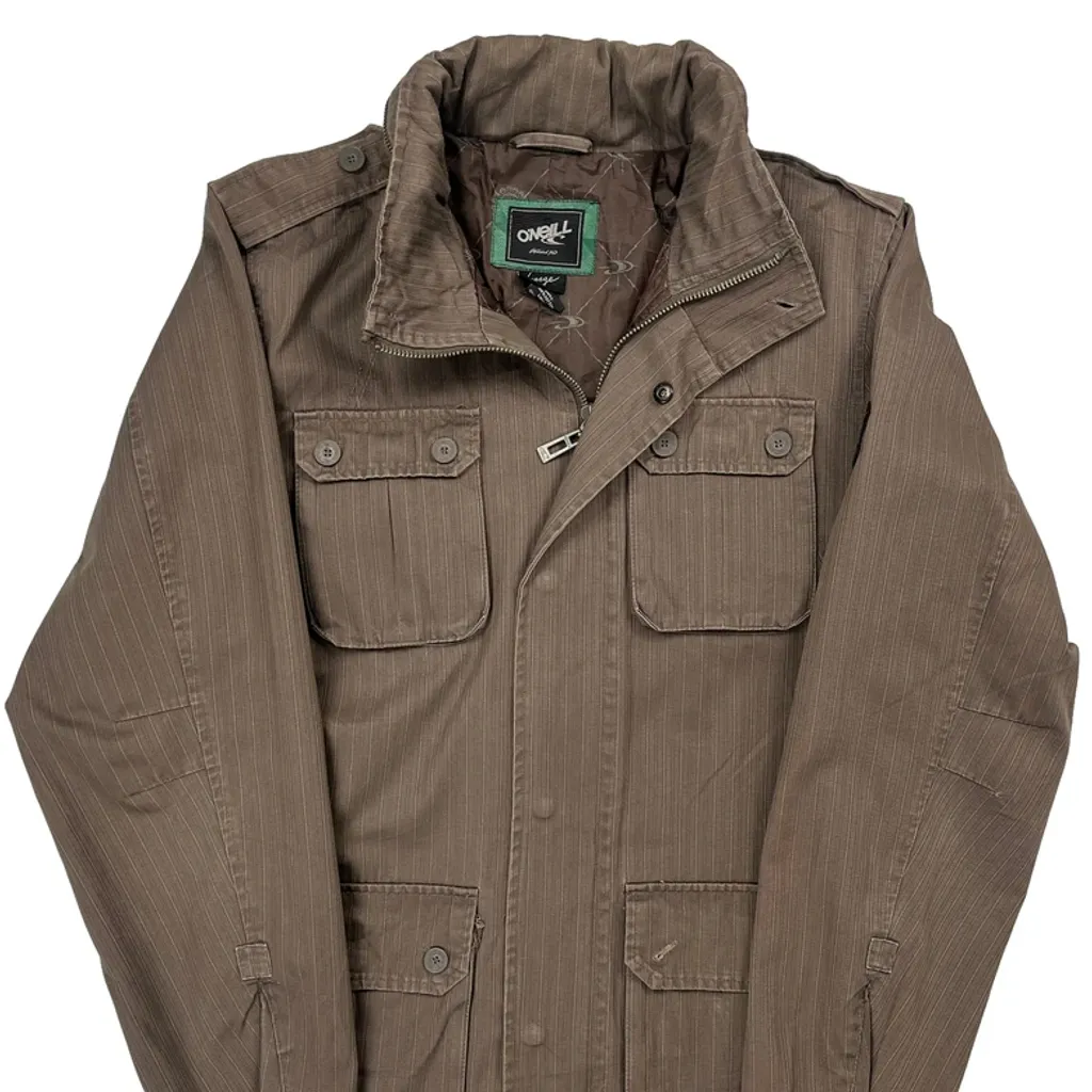 O''Neill Pinstripe Jacket - Large Brown Cotton - Image 4