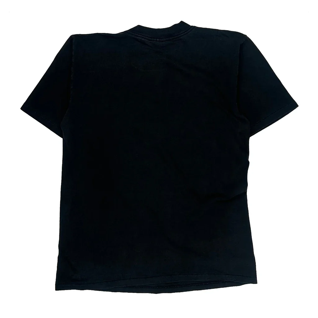 Oneita Single Stitch T-Shirt - Large Black Cotton - Image 2