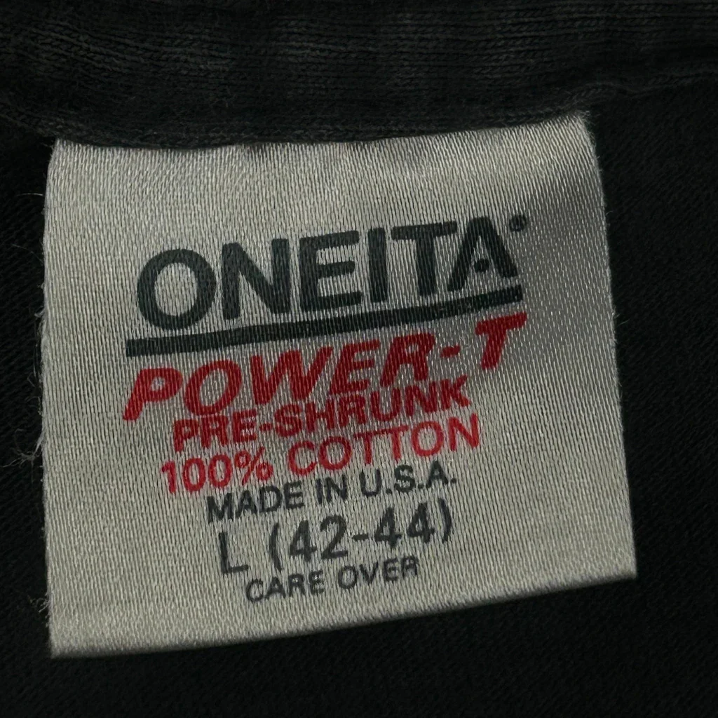 Oneita Single Stitch T-Shirt - Large Black Cotton - Image 3