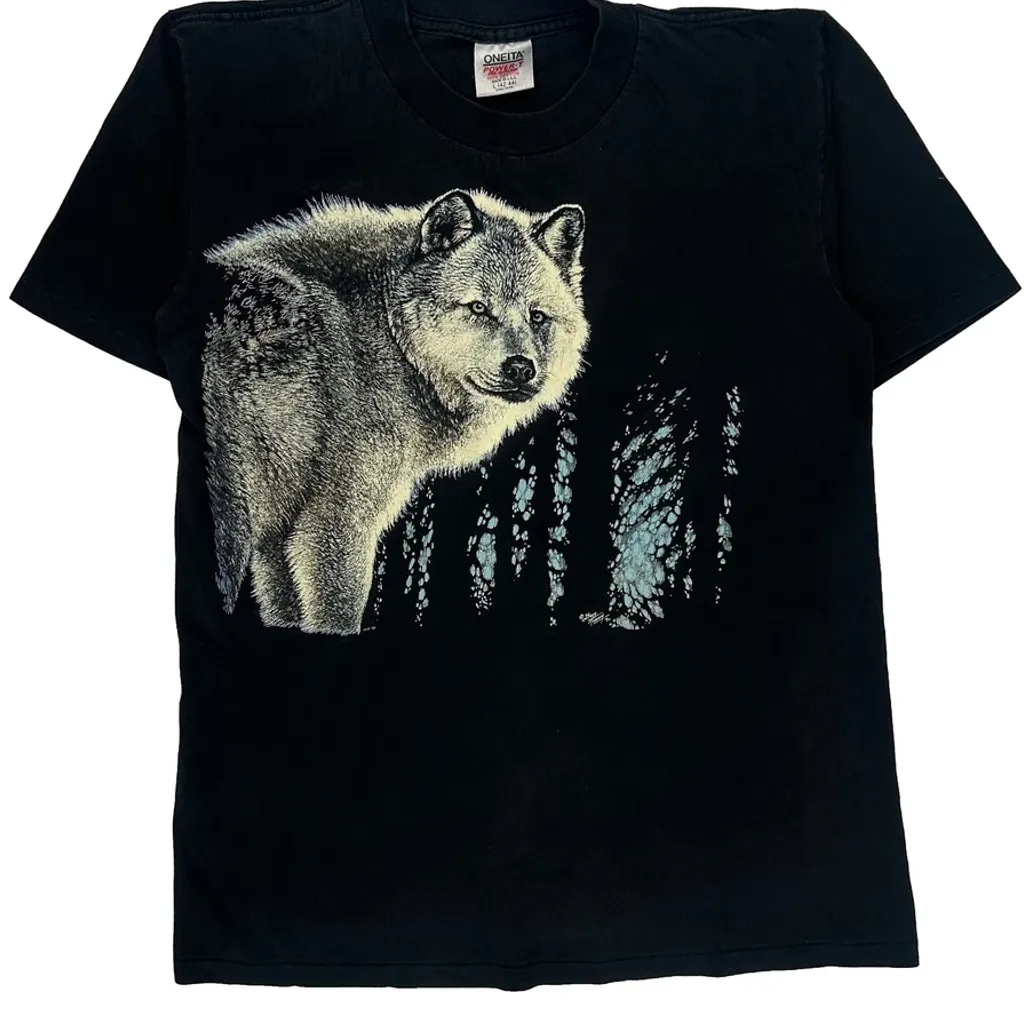 Oneita Single Stitch T-Shirt - Large Black Cotton - Image 5
