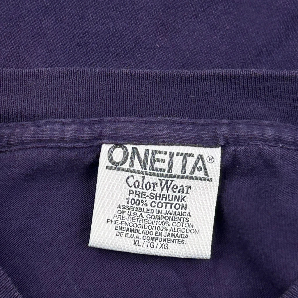 Oneita Single Stitch T-Shirt - XL Purple Cotton - Image 3