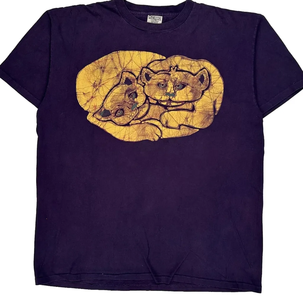 Oneita Single Stitch T-Shirt - XL Purple Cotton - Image 4