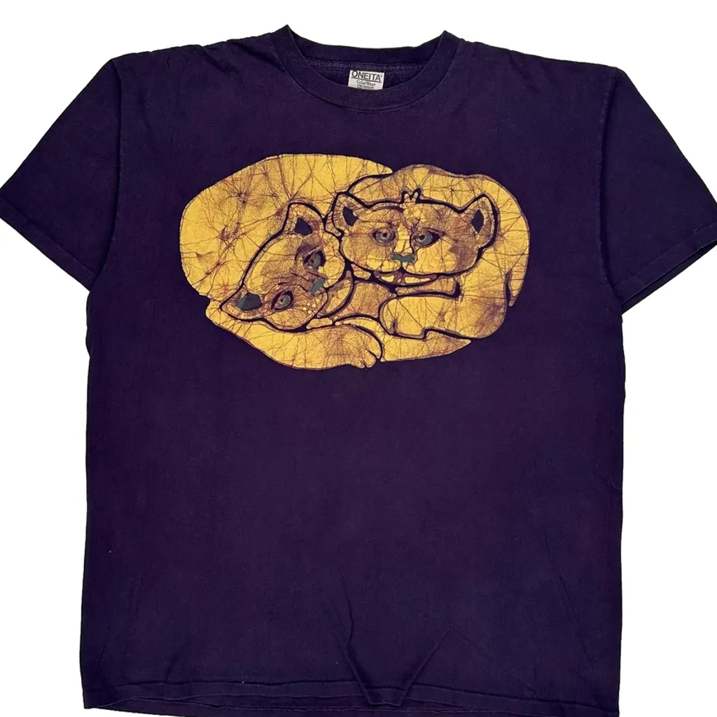 Oneita Single Stitch T-Shirt - XL Purple Cotton - Image 5