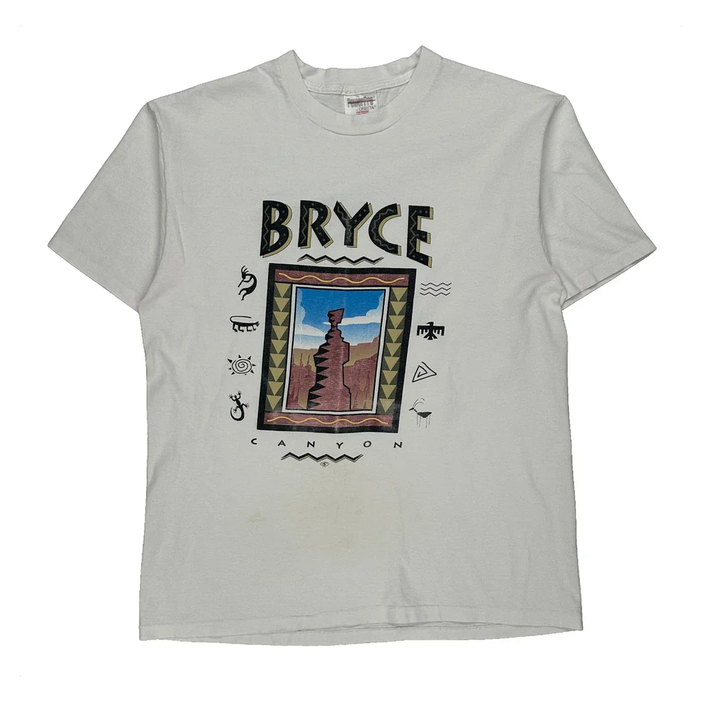 Oneita Graphic T-Shirt - Large White Cotton