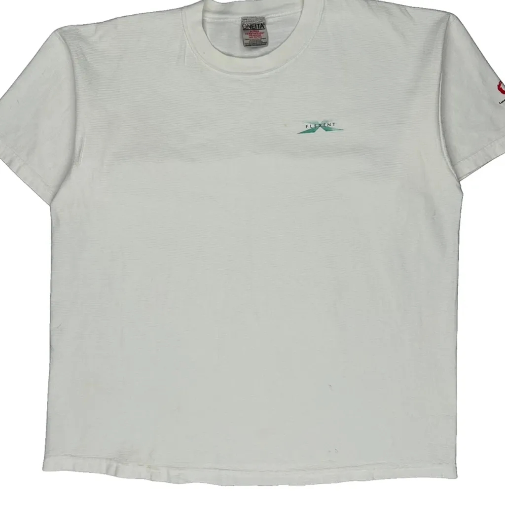 Oneita T-Shirt - XL White Cotton - Image 5