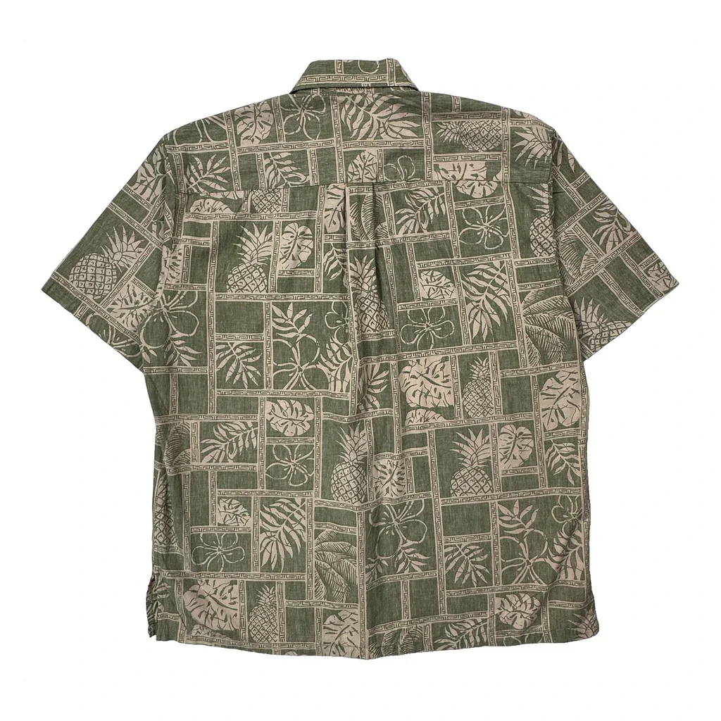Ono Floral Hawaiian Shirt - Large Green Cotton - Image 2