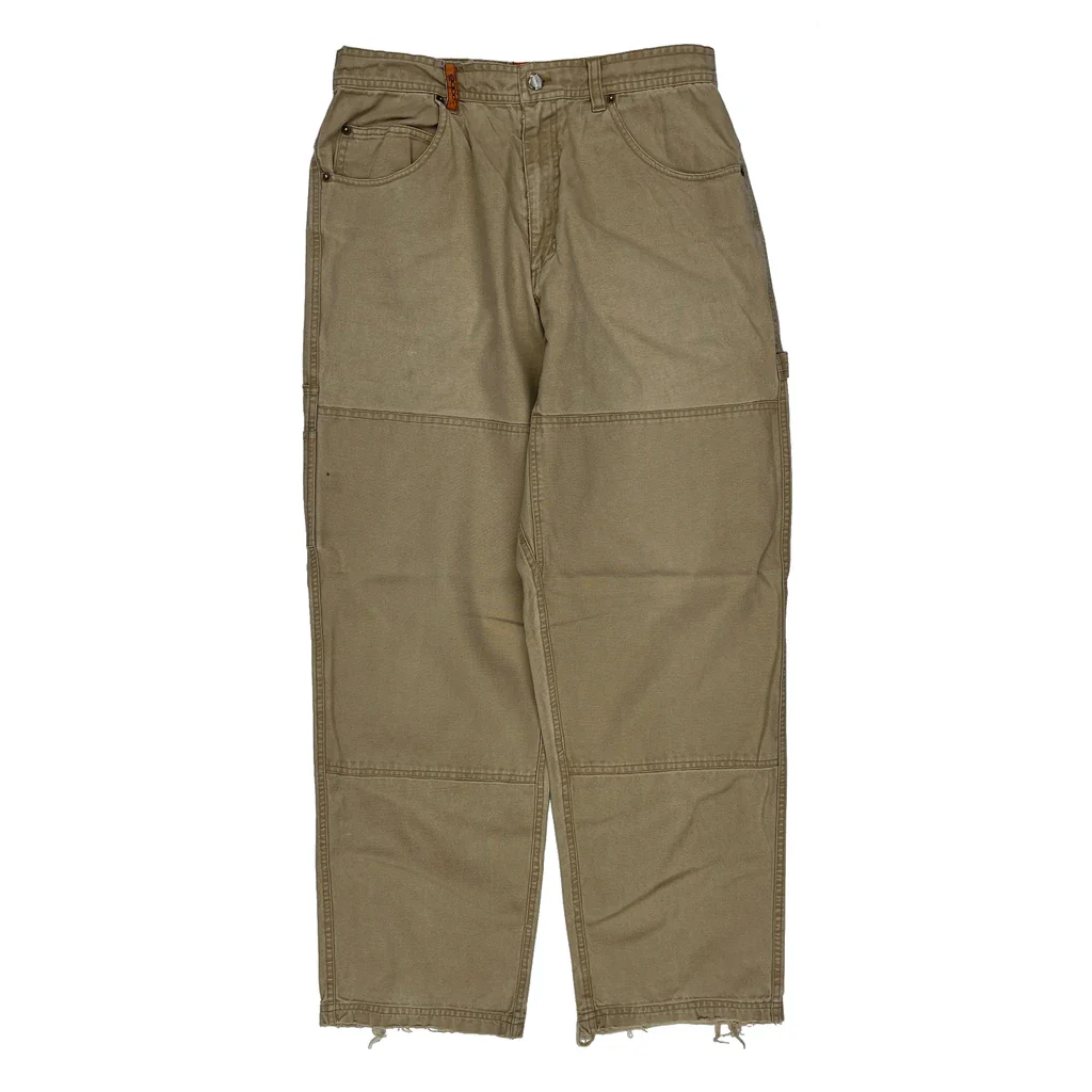 Oobe Double Knee Carpenter Trousers - 29W 30L Beige Cotton - Image 2