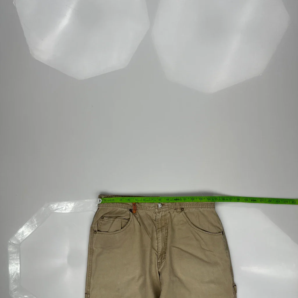 Oobe Double Knee Carpenter Trousers - 29W 30L Beige Cotton - Image 3