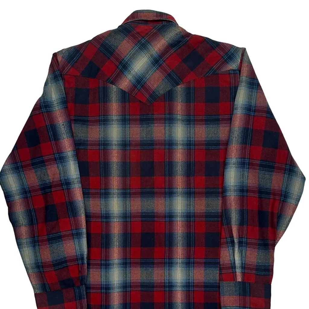 Open Range Checked Flannel Shirt - Small Red Cotton - Image 7