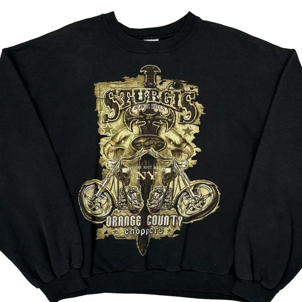 Orange County Choppers Jerzees Graphic Sweatshirt - Large Black Cotton Blend - Image 5