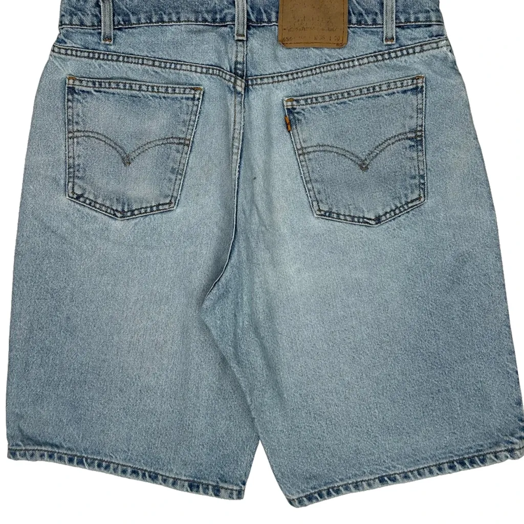 Orange Tab Levis 550 Baggy Denim Shorts - 35W 9L Light Wash Denim - Image 6