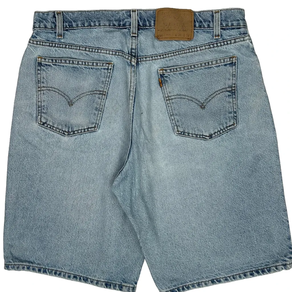 Orange Tab Levis 550 Baggy Denim Shorts - 35W 9L Light Wash Denim - Image 7
