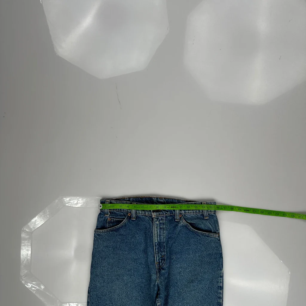 Orange Tabs Levis Cropped Jeans - 31W 25L Blue Denim - Image 3