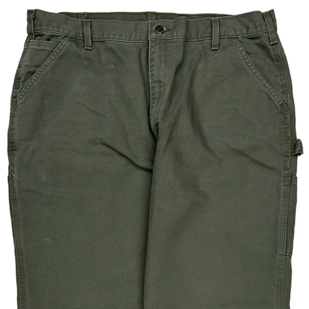 Original Dungaree Fit Carhartt B11 Mos Carpenter Trousers - 38W 33L Green Cotton - Image 10