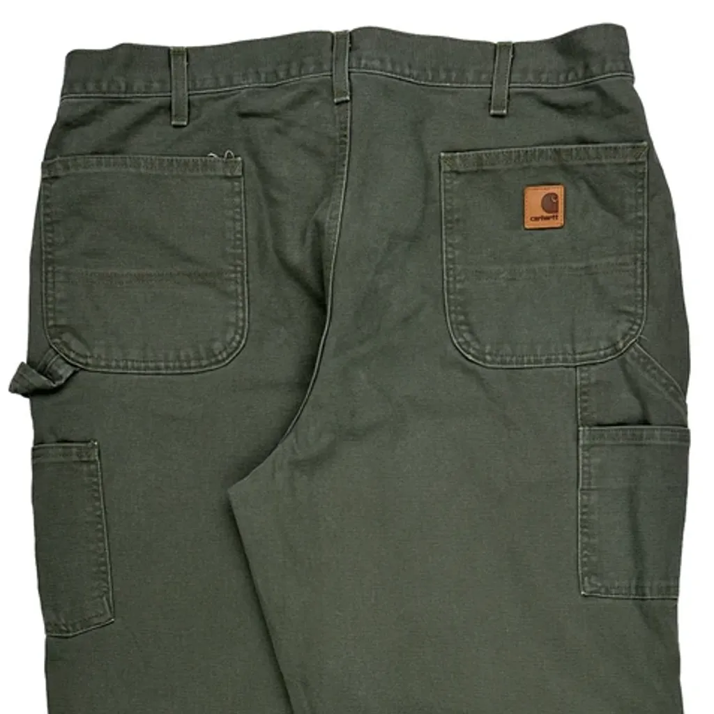 Original Dungaree Fit Carhartt B11 Mos Carpenter Trousers - 38W 33L Green Cotton - Image 7