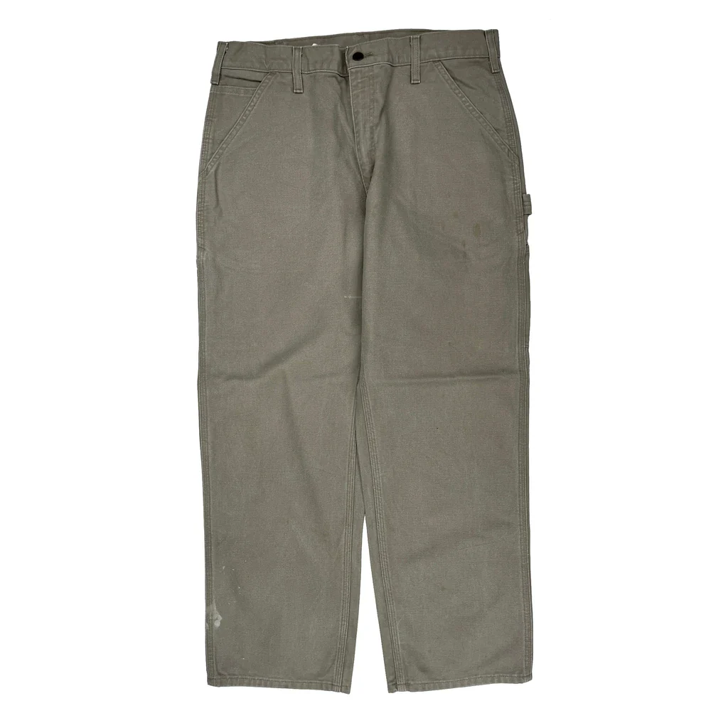 Original Dungarees Fit Carhartt B11 Des Carpenter Pants - 34W 30L Gray Cotton - Image 2