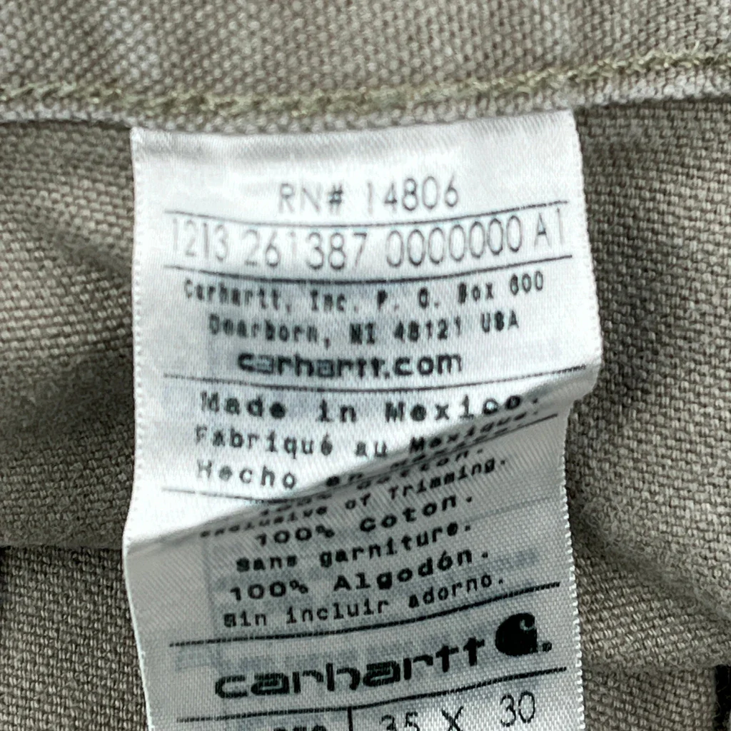 Original Dungarees Fit Carhartt B11 Des Carpenter Pants - 34W 30L Gray Cotton - Image 6