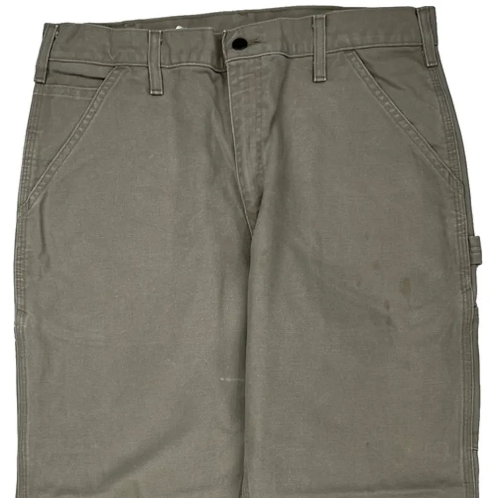 Original Dungarees Fit Carhartt B11 Des Carpenter Pants - 34W 30L Gray Cotton - Image 9