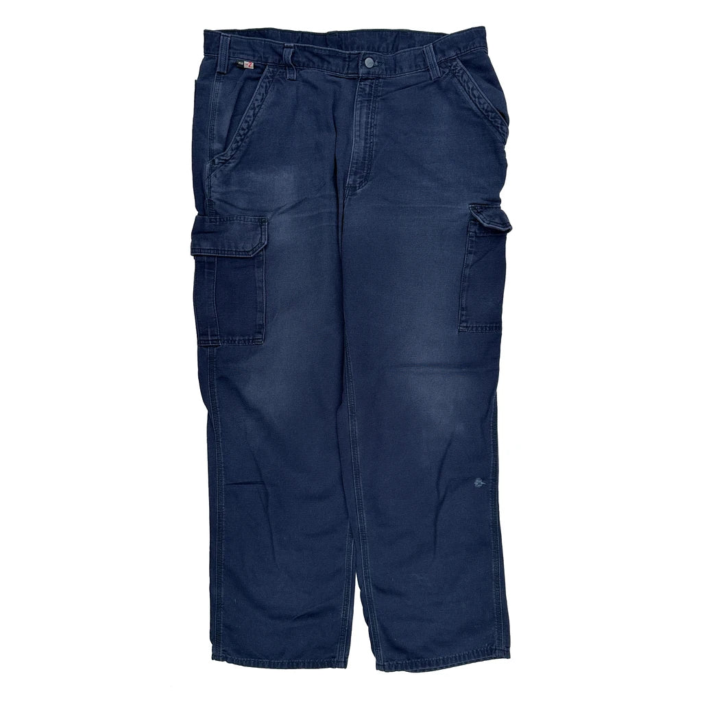 Original Fit Carhartt Cargo Trousers - 38W 32L Blue Cotton - Image 2