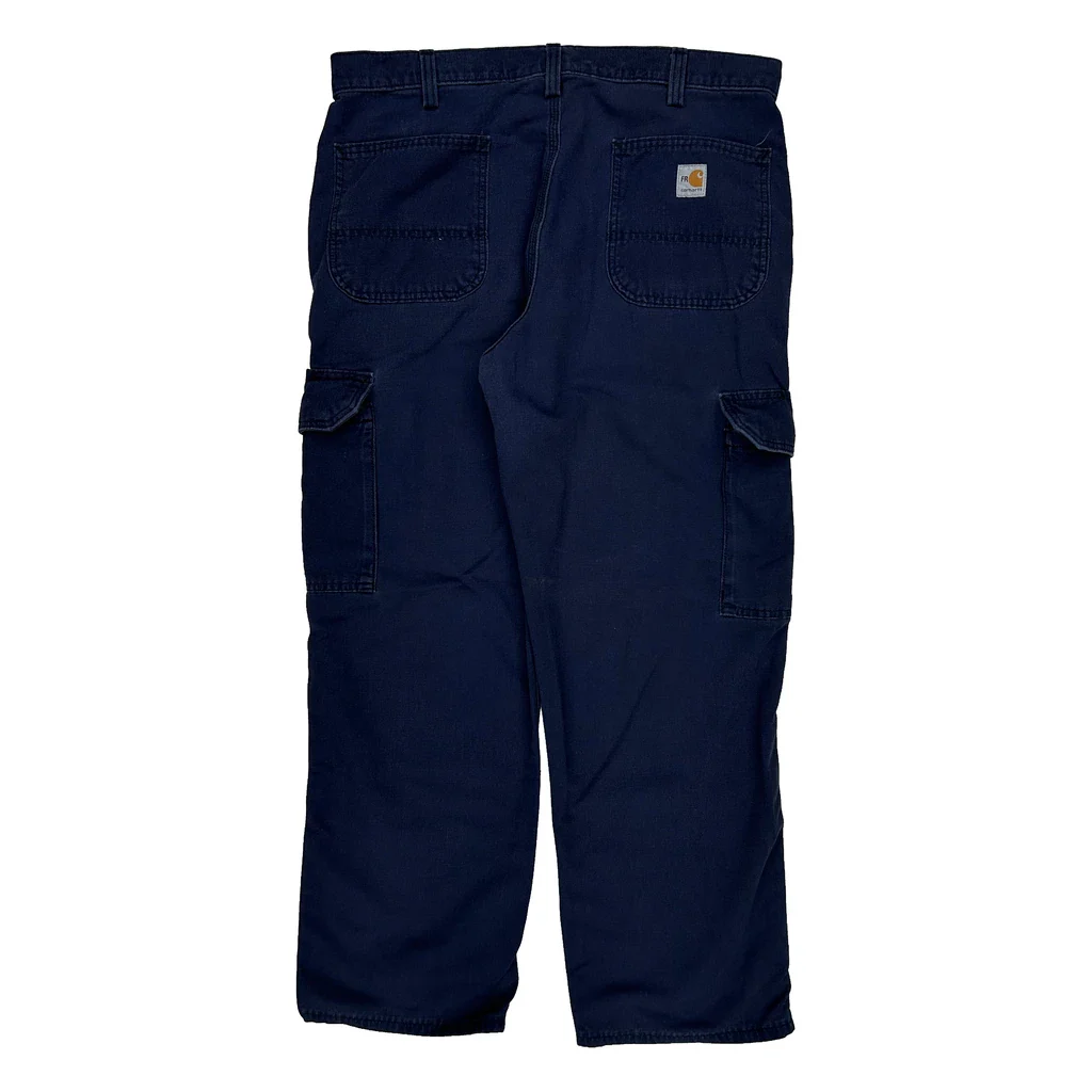 Original Fit Carhartt Cargo Trousers - 36W 29L Navy Cotton Blend