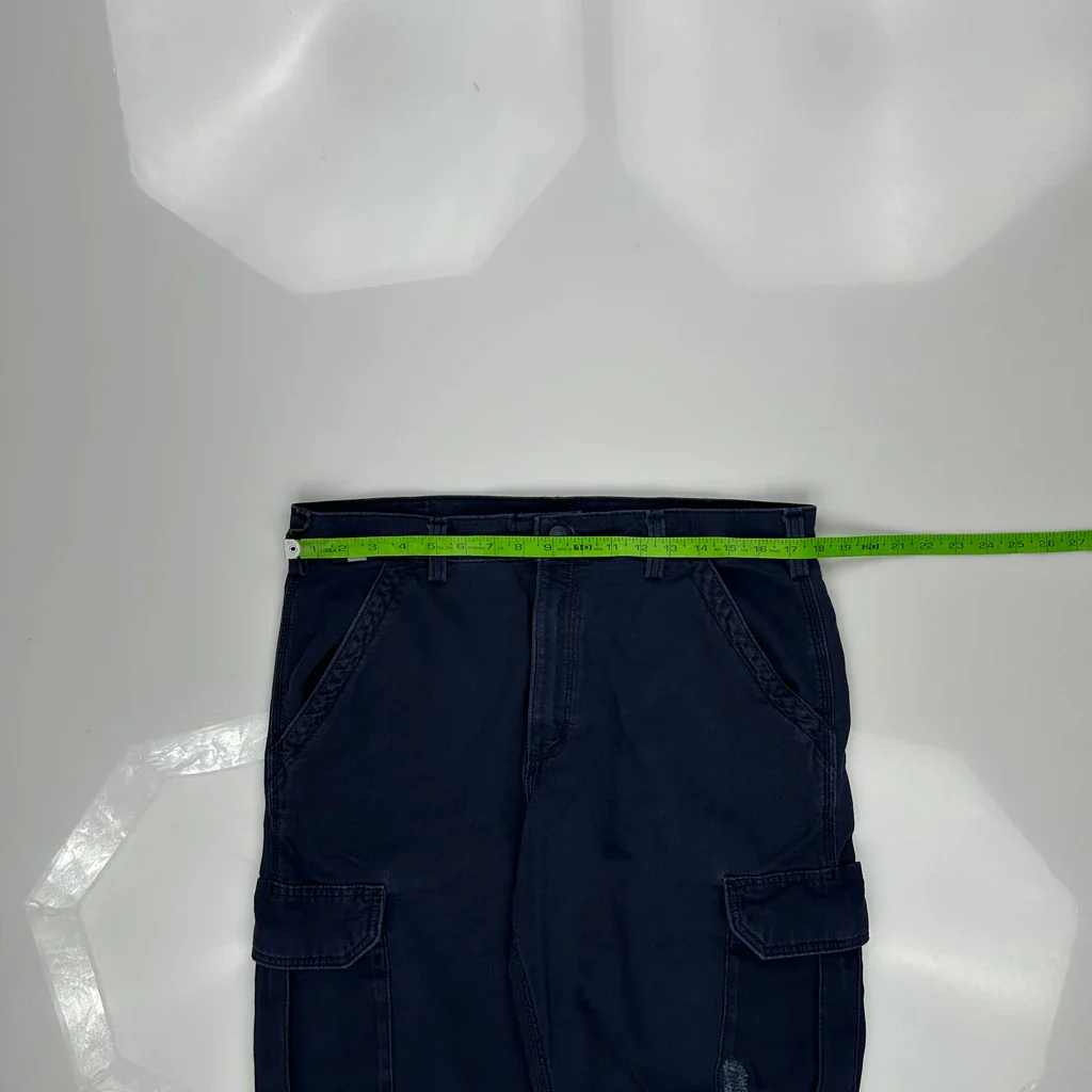Original Fit Carhartt Cargo Trousers - 36W 29L Navy Cotton Blend - Image 3