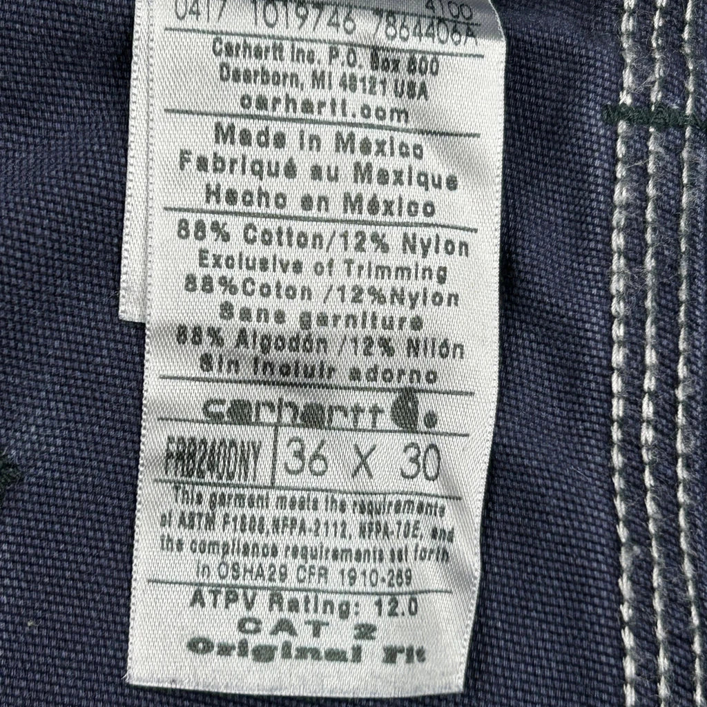 Original Fit Carhartt Cargo Trousers - 36W 29L Navy Cotton Blend - Image 6
