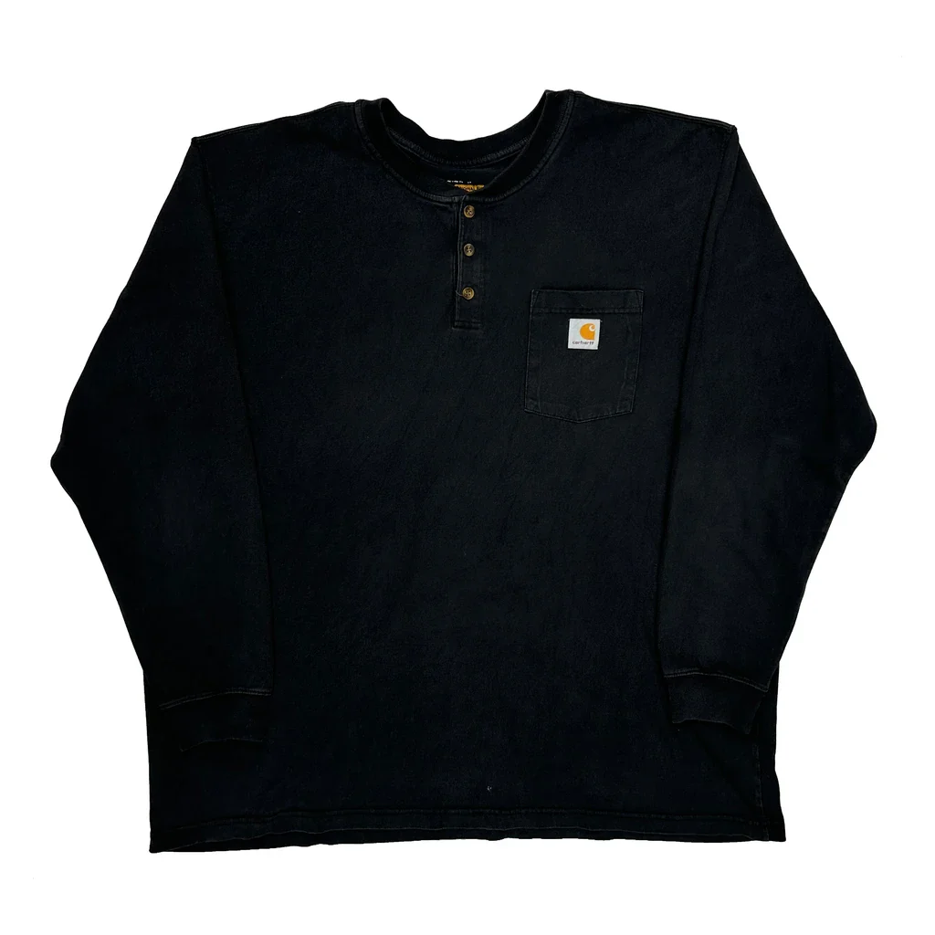 Original Fit Carhartt Long Sleeve T-Shirt - 2XL Black Cotton
