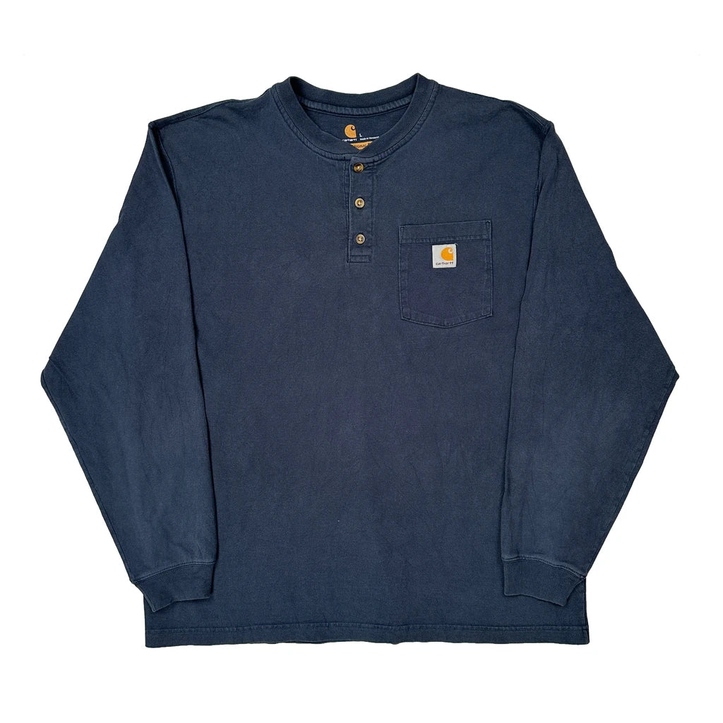Original Fit Carhartt Long Sleeve T-Shirt - Large Blue Cotton