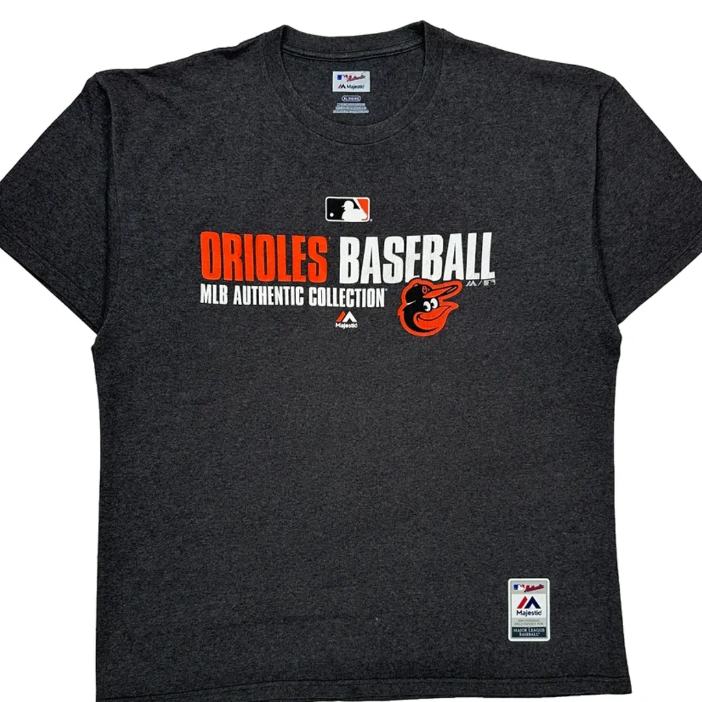 Orioles Majestic Mlb T-Shirt - XL Grey Cotton - Image 4