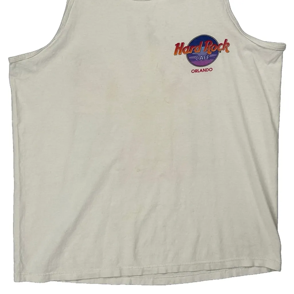 Orlando Hard Rock Cafe Graphic Tank Top - Medium White Cotton - Image 5