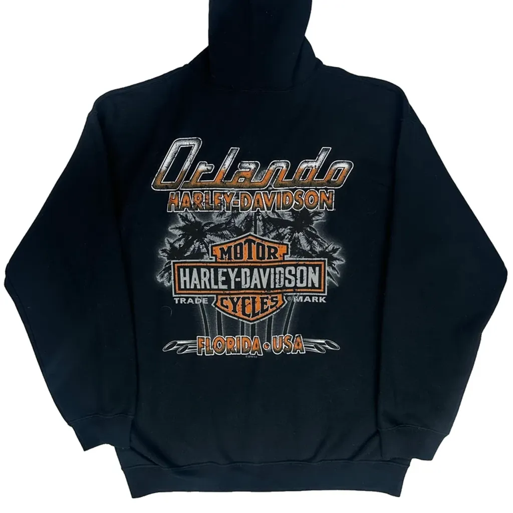 Orlando Harley Davidson Graphic Hoodie - Large Black Cotton - Image 6