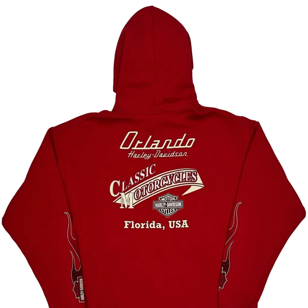 Orlando Harley Davidson Graphic Hoodie - Large Red Cotton - Image 6