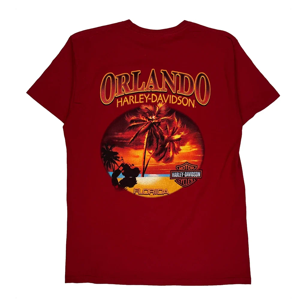 Orlando Harley Davidson Graphic T-Shirt - Large Red Cotton - Image 2