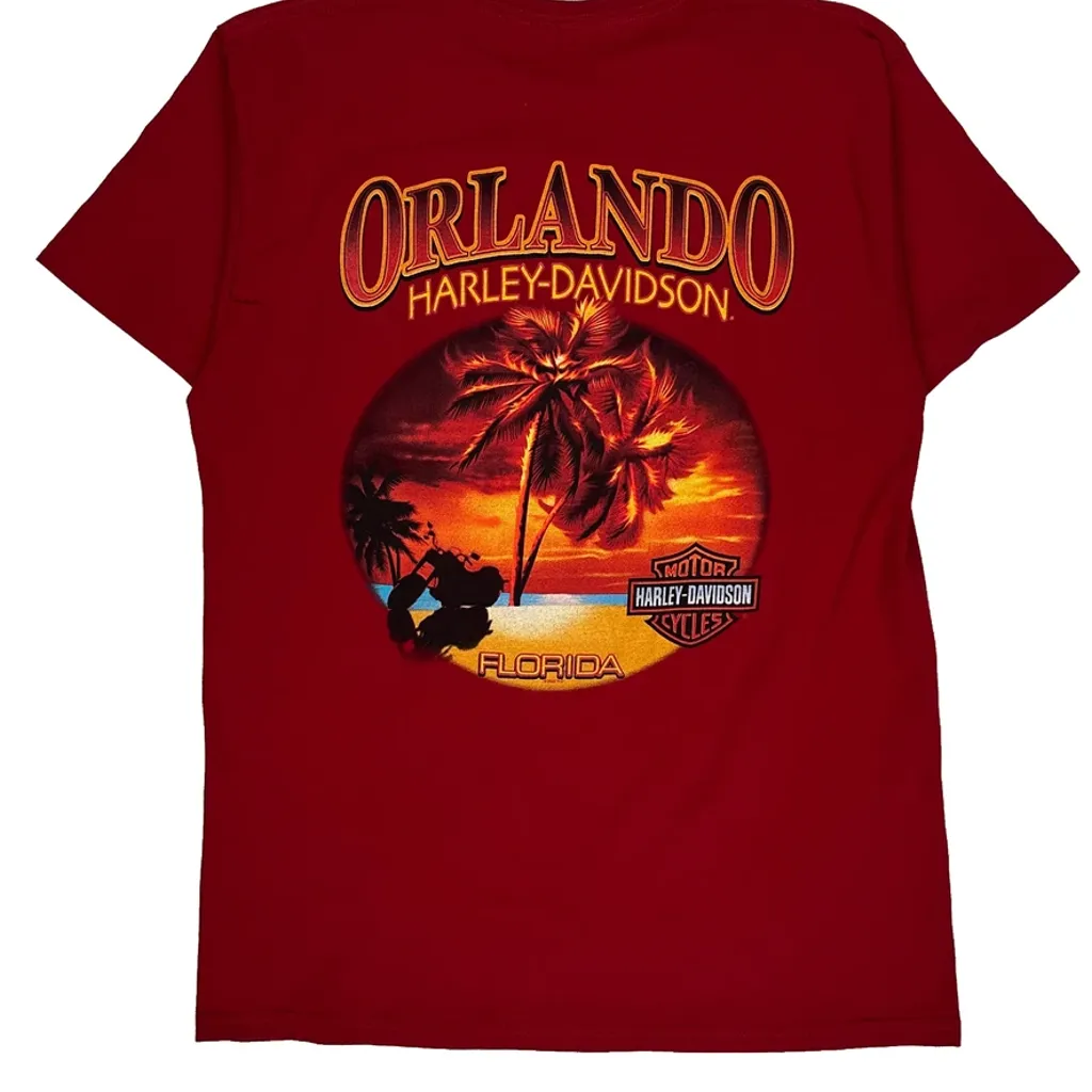 Orlando Harley Davidson Graphic T-Shirt - Large Red Cotton - Image 7