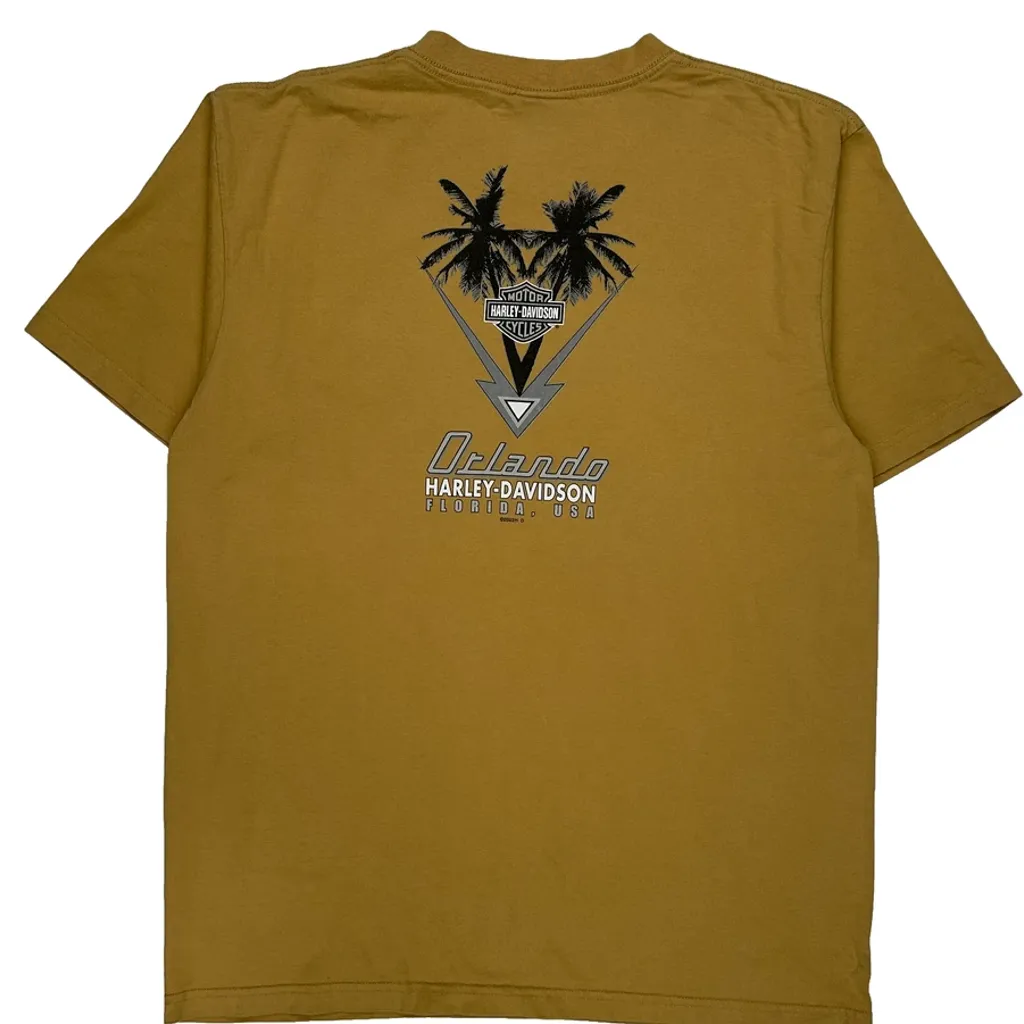 Orlando Harley Davidson Graphic T-Shirt - XL Yellow Cotton - Image 8