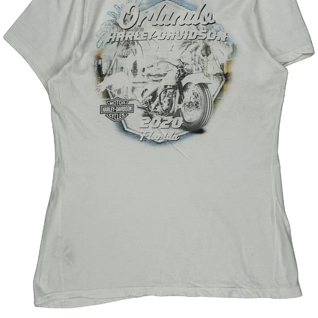 Orlando Harley Davidson Graphic T-Shirt - Small White Cotton - Image 7