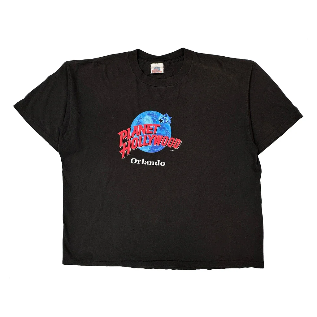 Orlando Planet Hollywood Single Stitch T-Shirt - 2XL Black Cotton