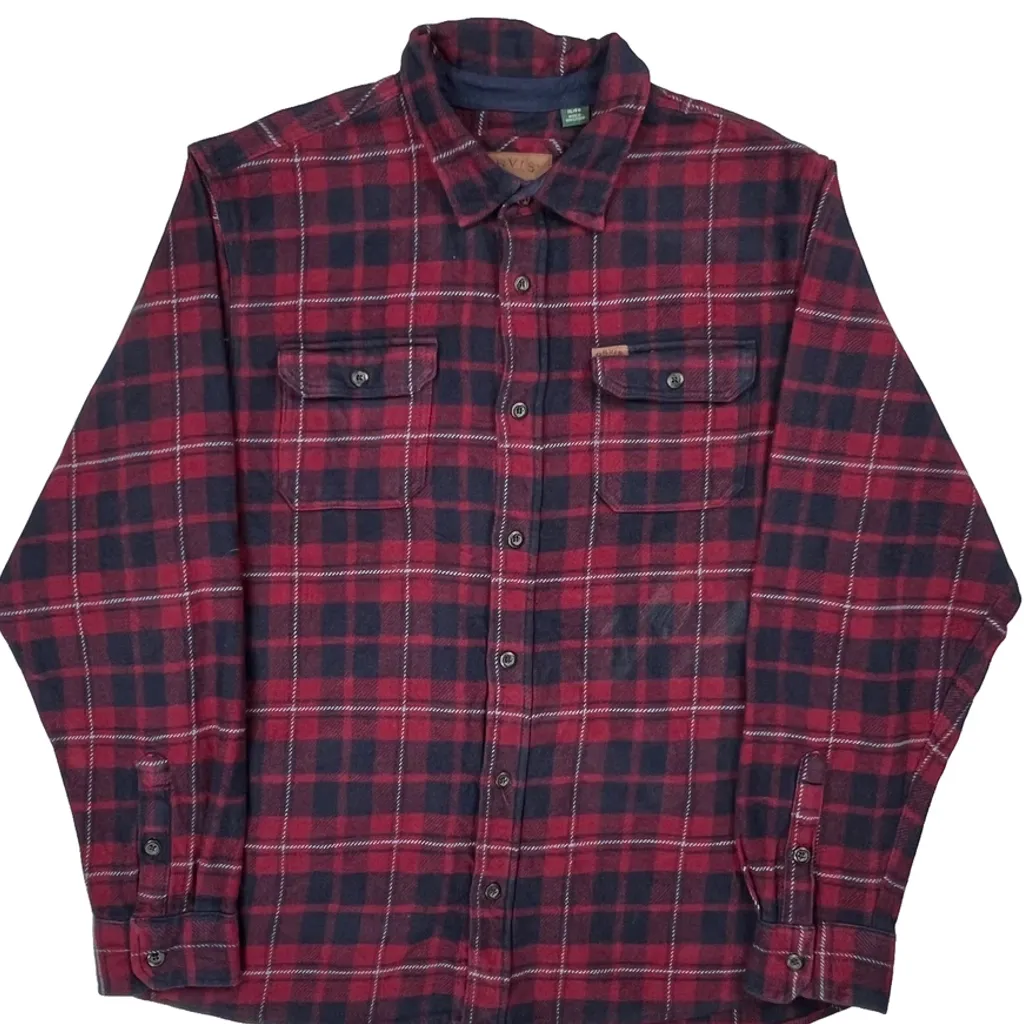 Orvis Checked Flannel Shirt - XL Red Cotton - Image 4