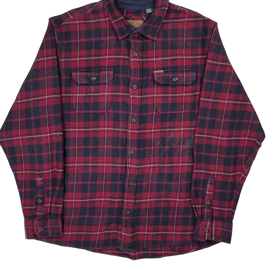 Orvis Checked Flannel Shirt - XL Red Cotton - Image 5