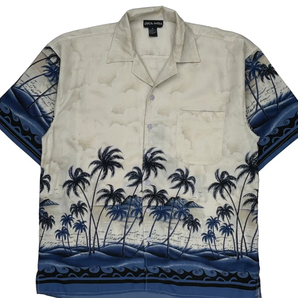 Oscar Misa Hawaiian Shirt - XL Blue Polyester - Image 4