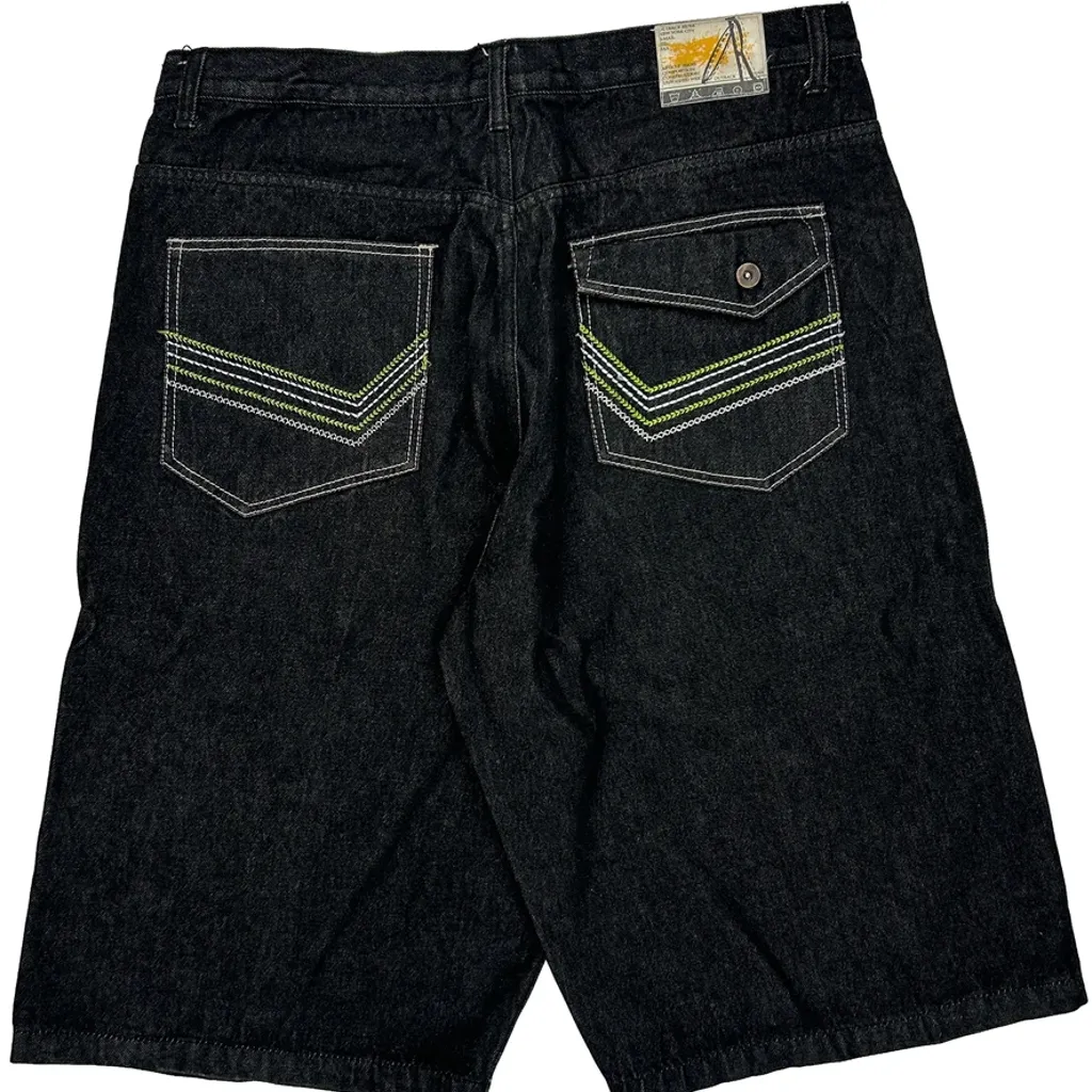 Outback Ride Baggy Denim Shorts - 37W 11L Black Cotton - Image 8