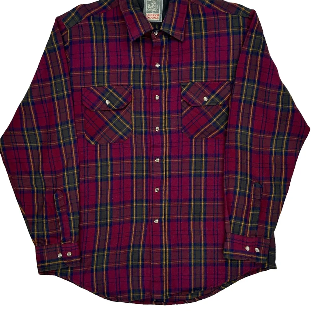Outdoor Exchange Checked Flannel Shirt - Large Red Acrylic - Image 4
