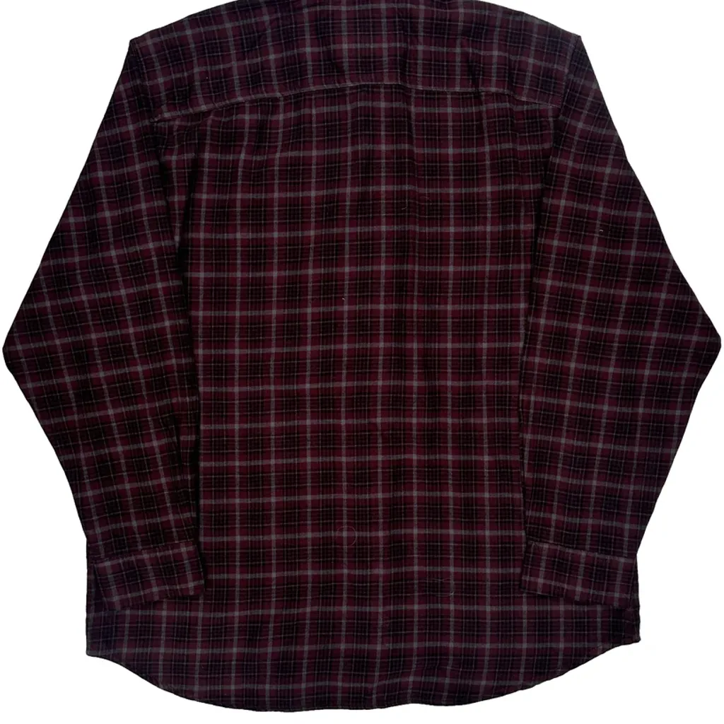 Outdoor Life Checked Flannel Shirt - XL Burgundy Cotton - Image 6