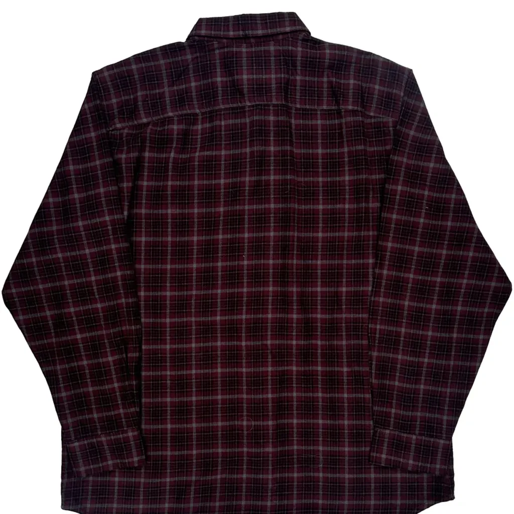 Outdoor Life Checked Flannel Shirt - XL Burgundy Cotton - Image 7