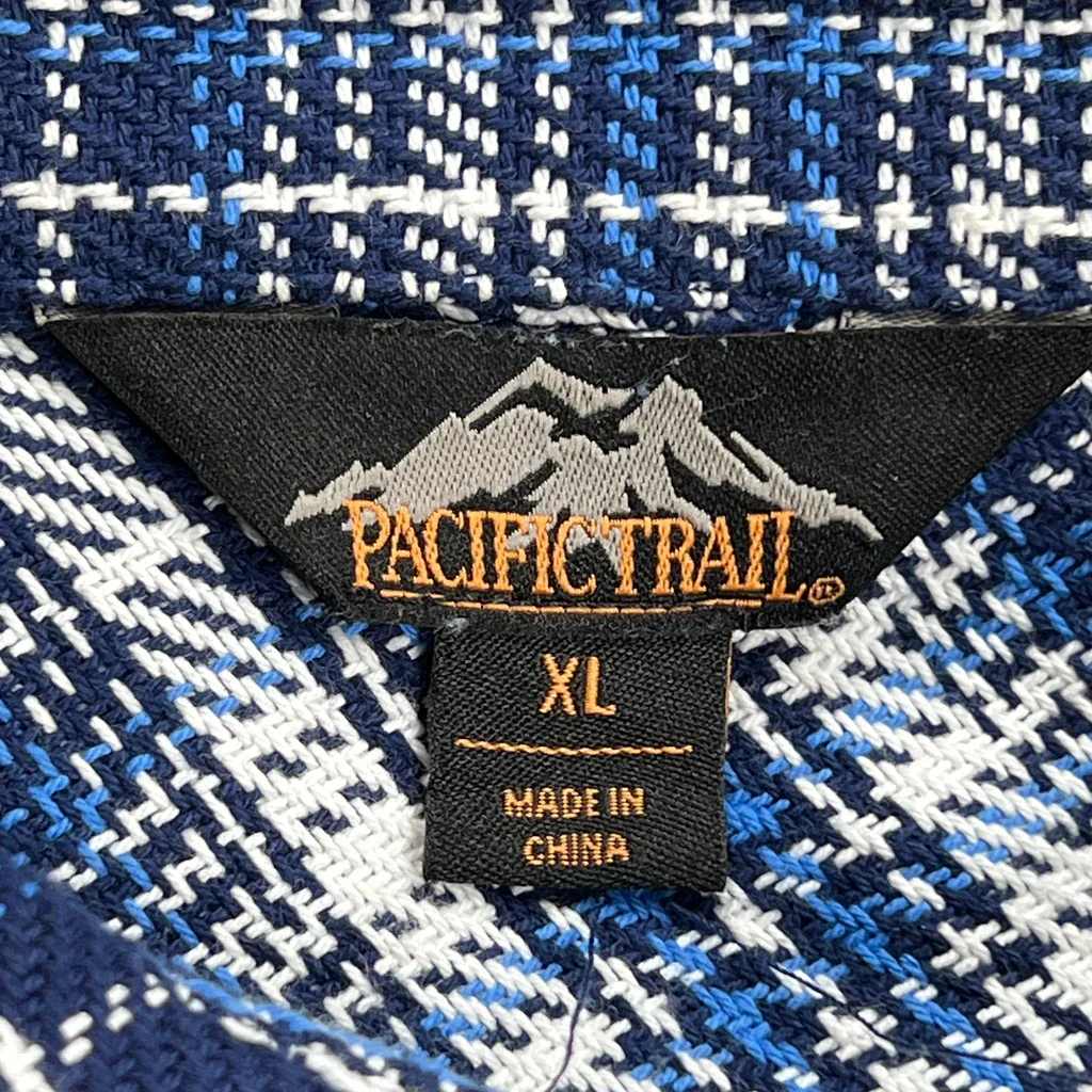 Pacific Trail Checked Flannel Shirt - XL Blue Cotton - Image 3
