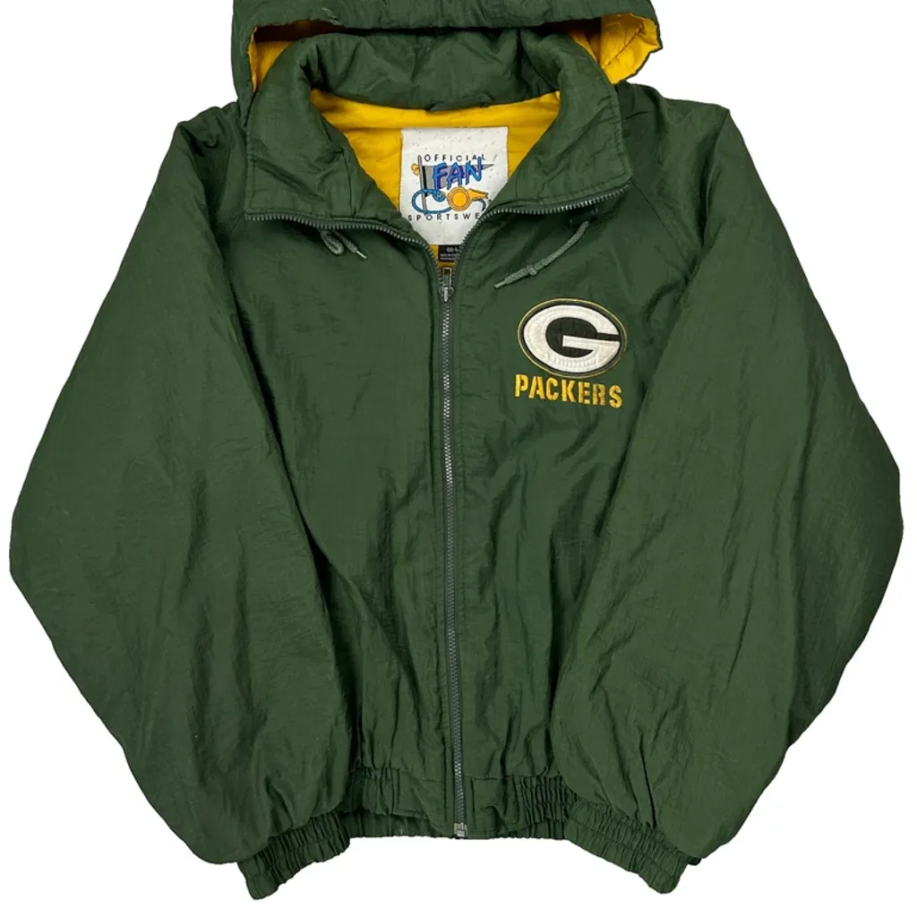 Packers Fan Spellout Windbreaker - Large Green Nylon - Image 4